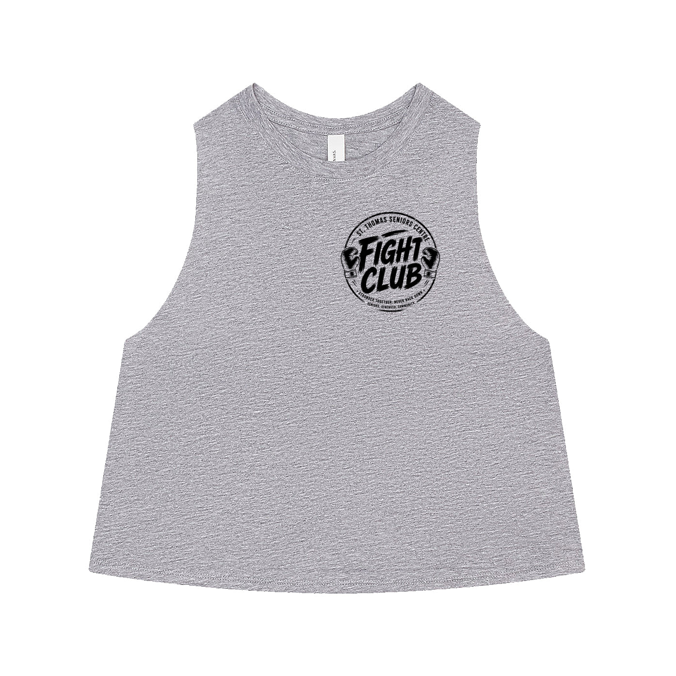 St. Thomas Seniors Centre Fight Club Ladies' Racerback Cropped Tank - Athletic Heather