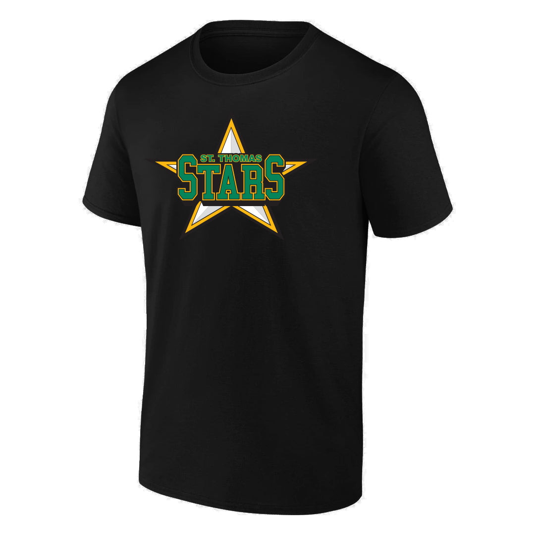 St. Thomas Stars Adult Primary Short Sleeve T-Shirt - Black