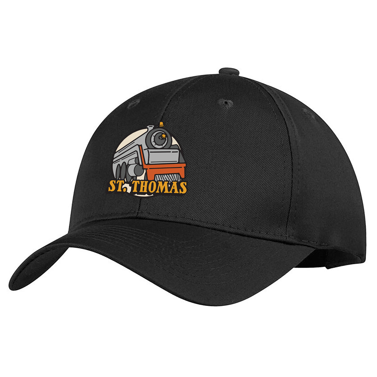 St. Thomas Adult Train Cotton Twill Adjustable Cap Black