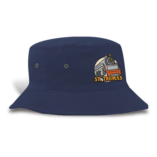 St. Thomas Adult Train Brushed Cotton Twill Bucket Hat - Navy