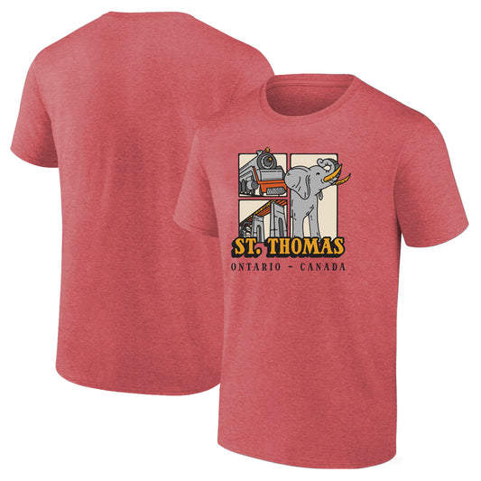 St. Thomas Adult Trio Short Sleeve T-Shirt - Heather Scarlet Red