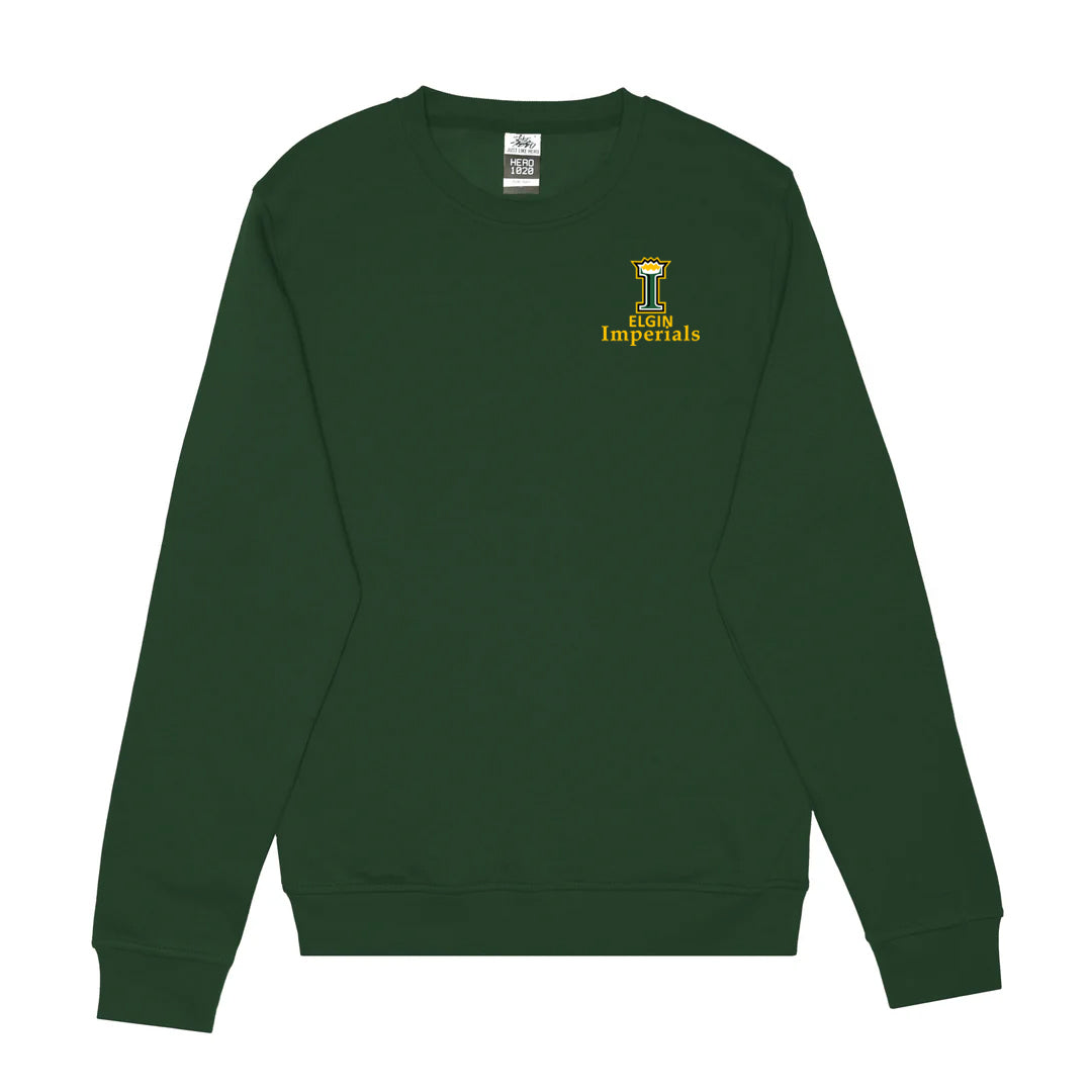 Elgin Imperials Adult Long-Sleeve Crewneck Sweatshirt - Forest Green