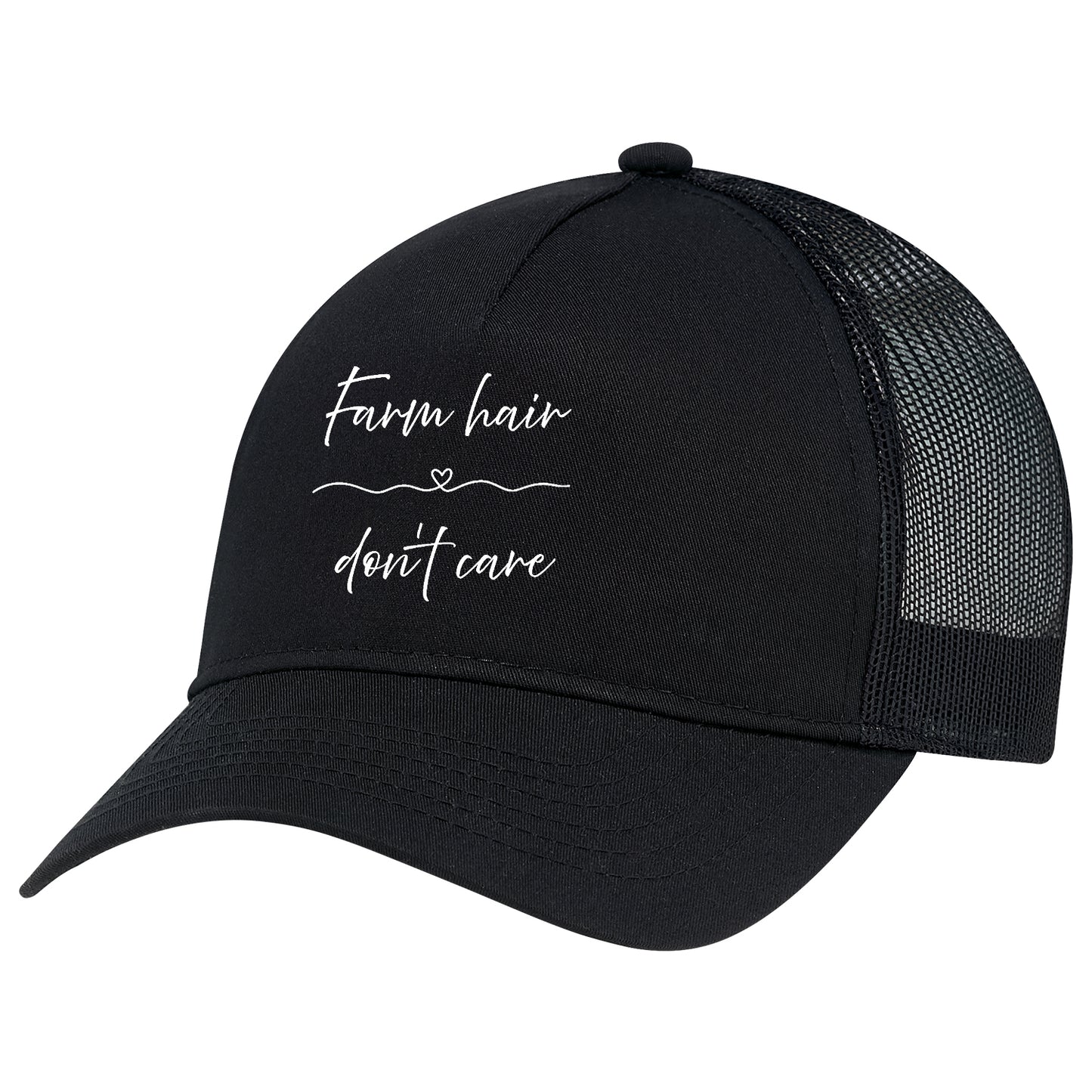 Glen Erie Farms Ladies' Nylon Mesh Ponytail Cap - Farm Hair Don't Care - Black