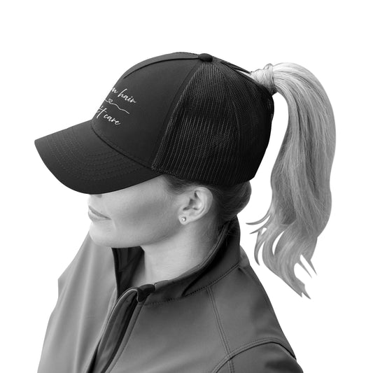 Glen Erie Farms Ladies' Nylon Mesh Ponytail Cap - Farm Hair Don't Care - Black