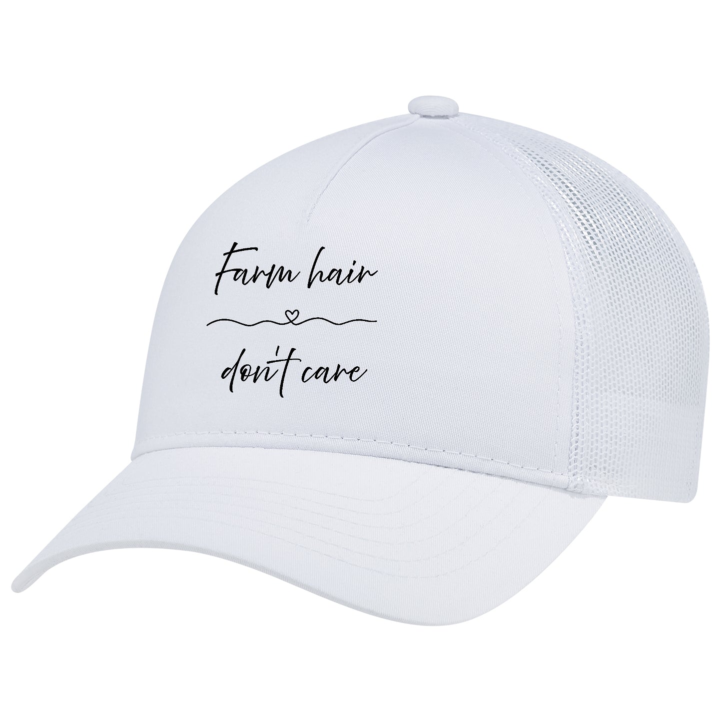 Glen Erie Farms Ladies' Nylon Mesh Ponytail Cap - Farm Hair Don't Care - White