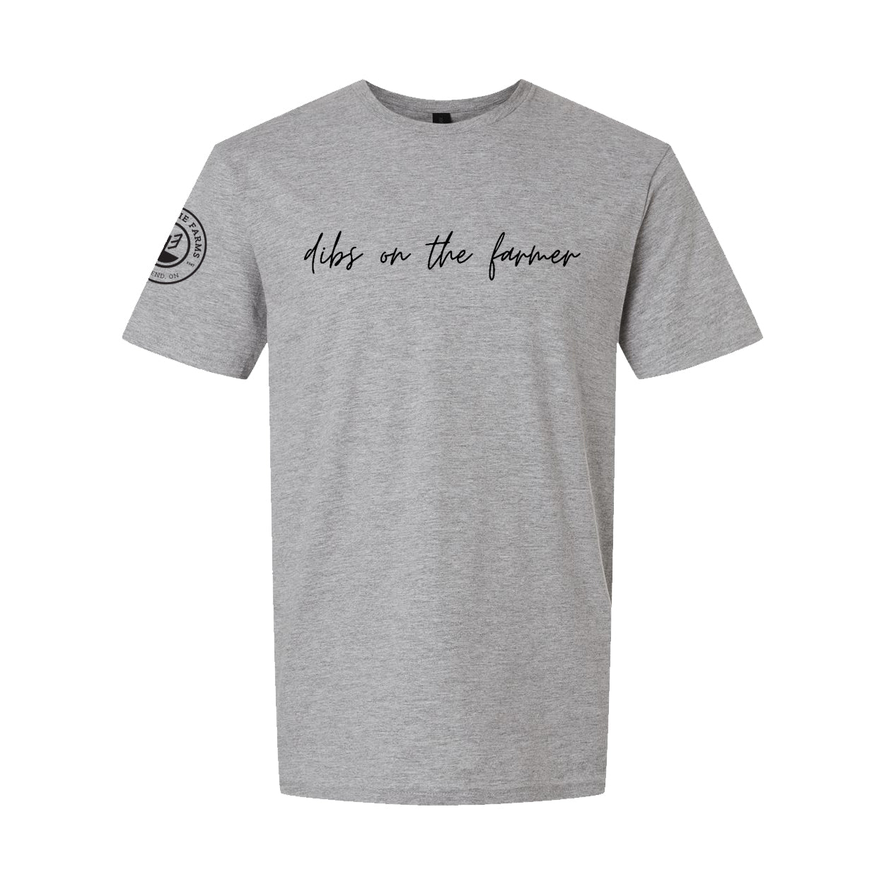 Glen Erie Farms Adult Short Sleeve T-Shirt - Dibs on the Farmer - Sport Grey