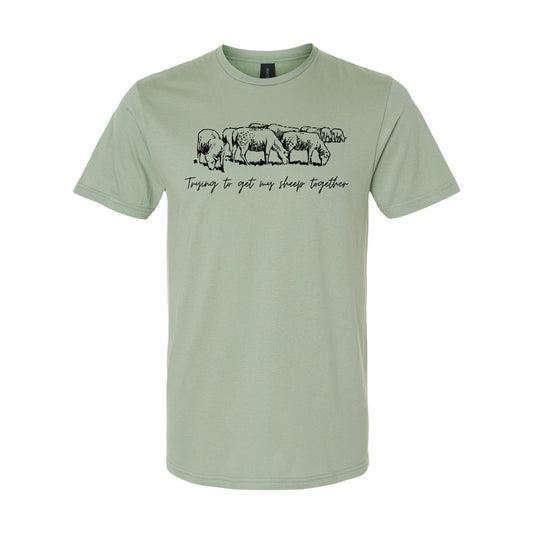 Glen Erie Farms Adult Short Sleeve T-Shirt - Trying To Get My Sheep Together