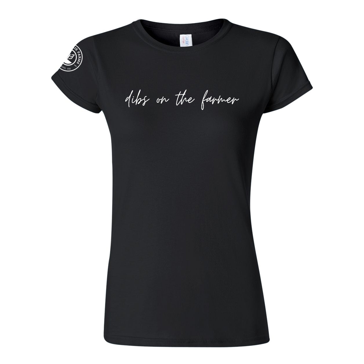 Glen Erie Farms Ladies' Short Sleeve T-Shirt - Dibs on the Farmer - Black
