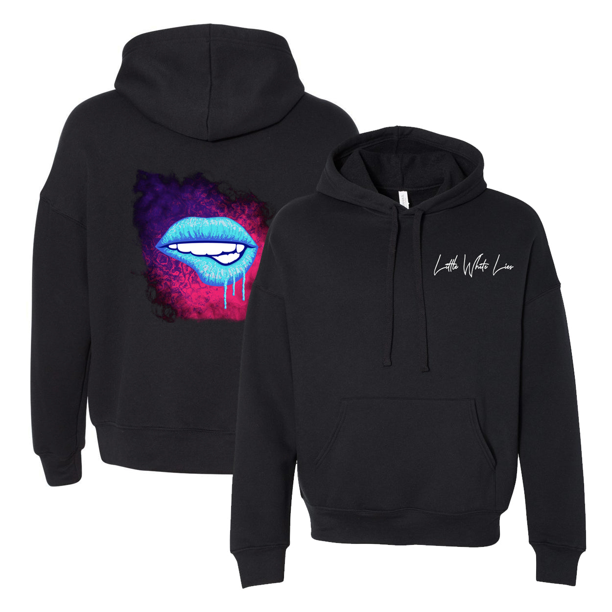 Little White Lies Adult Alternate Graphic Drop Shoulder Fleece Hoodie - Black