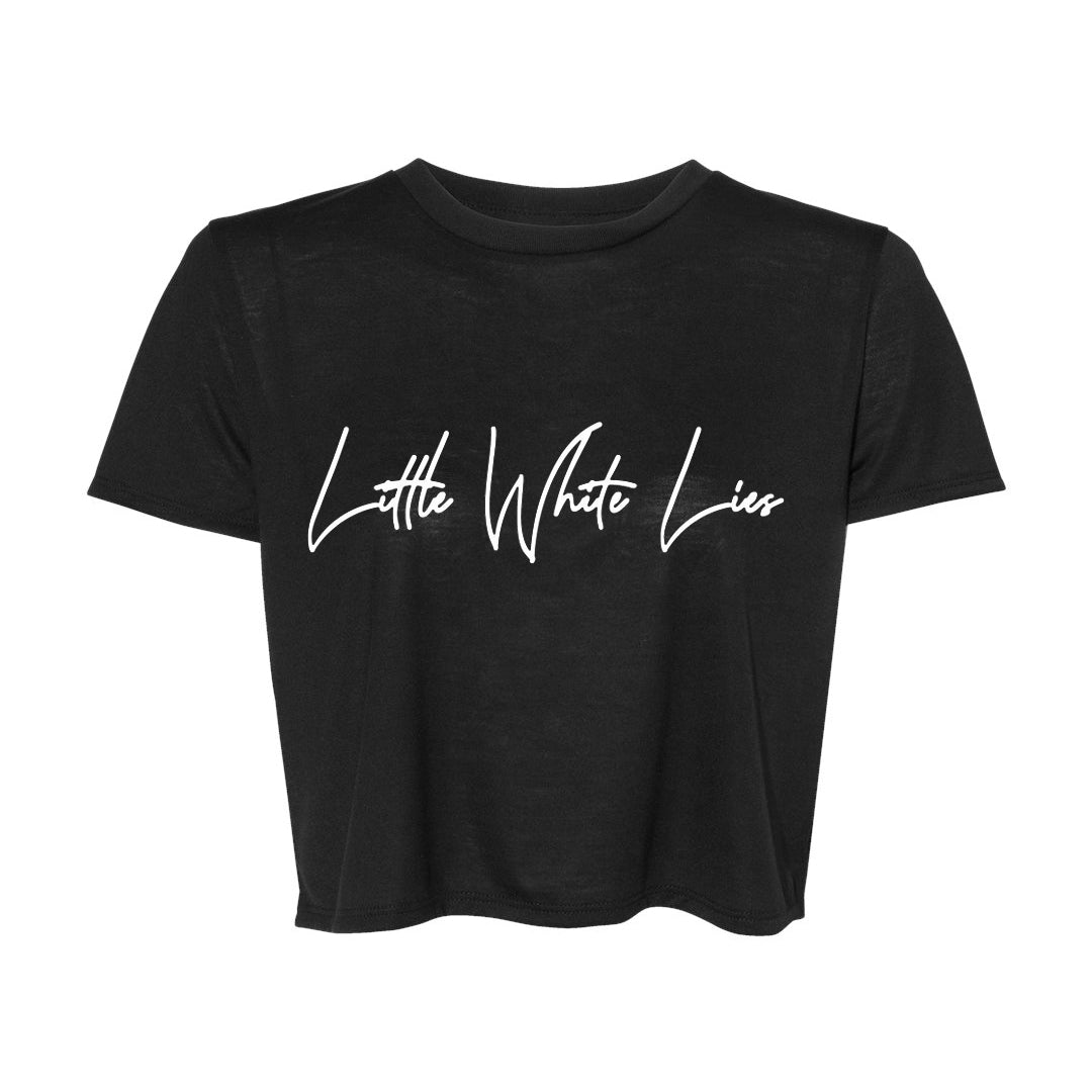 Little White Lies Women's Adult Primary Graphic Flowy Crop T-Shirt - Black