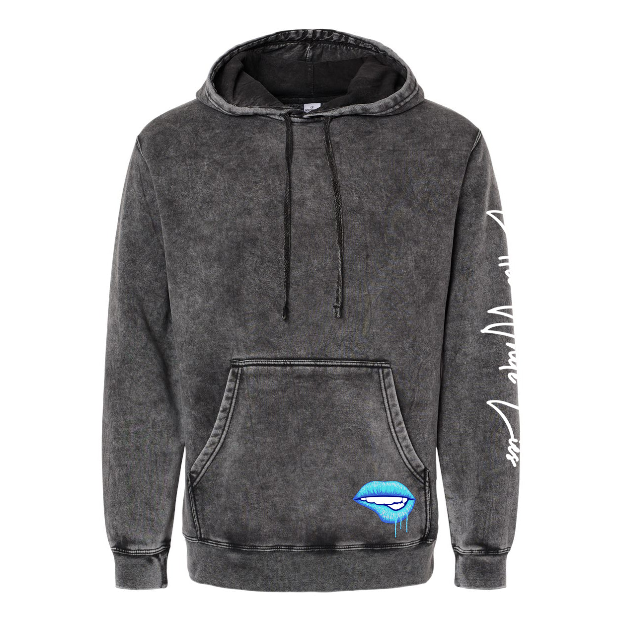 Little White Lies Adult Primary Graphic Unisex Midweight Mineral Wash Hoodie - Black