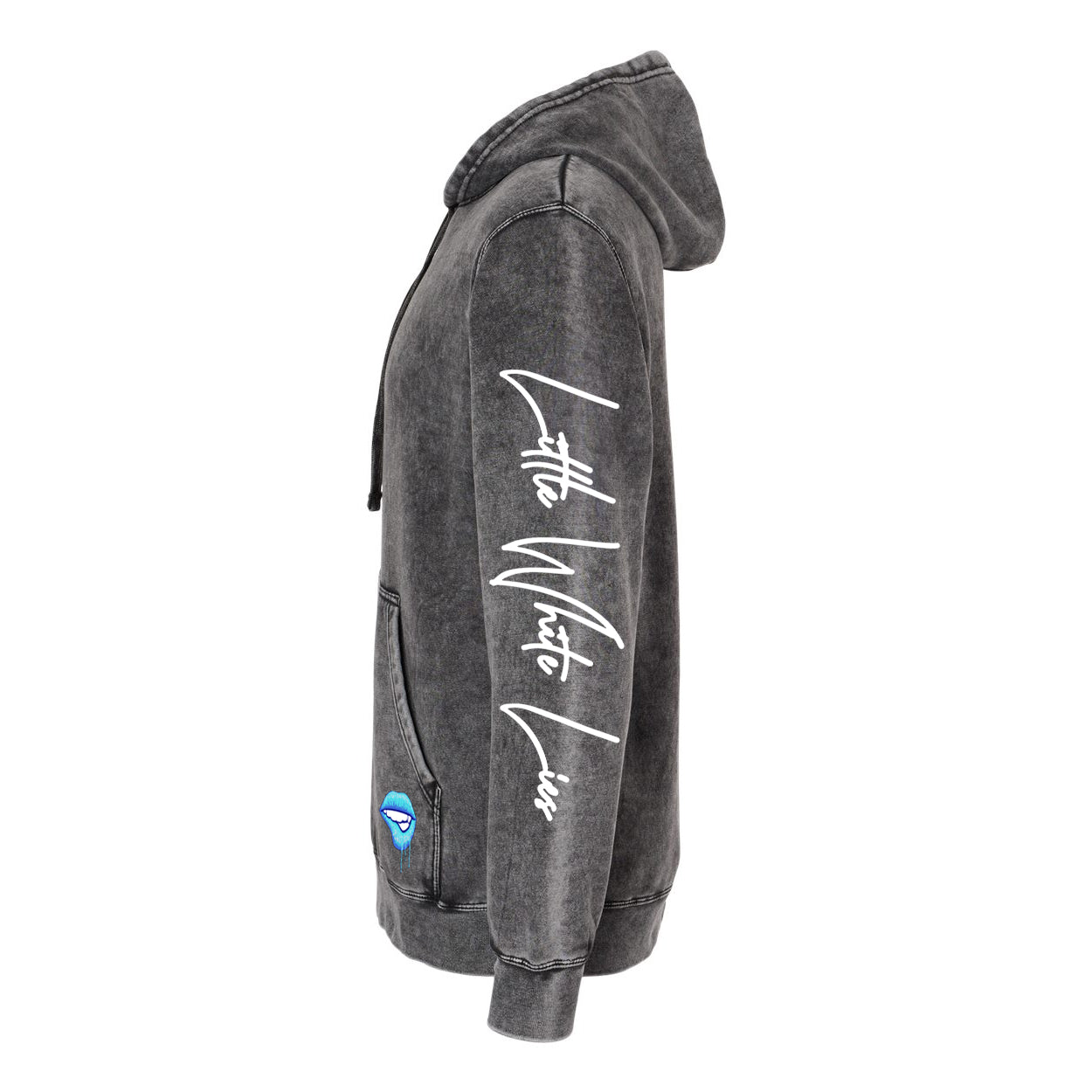 Little White Lies Adult Primary Graphic Unisex Midweight Mineral Wash Hoodie - Black