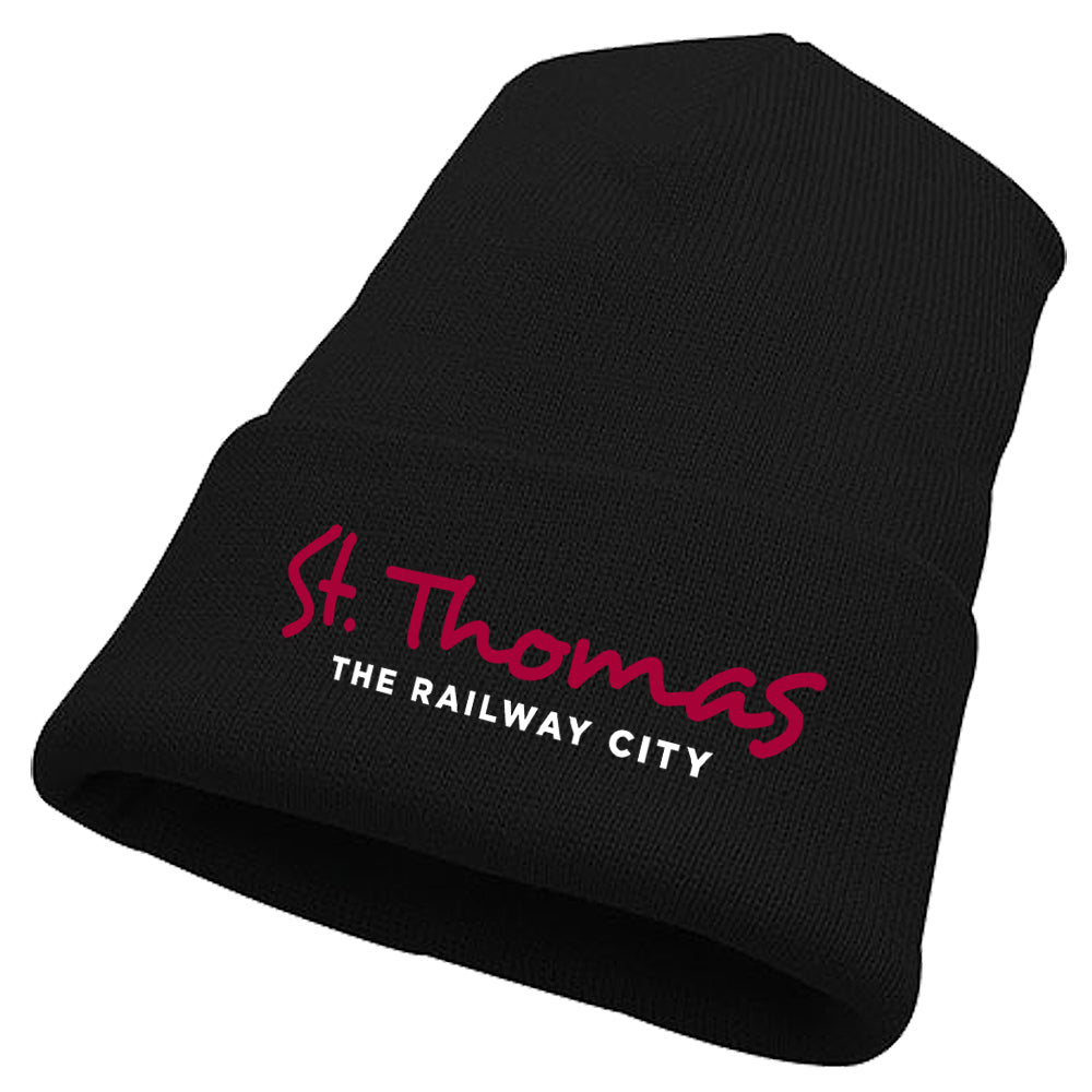 St. Thomas Adult Primary Acrylic Cuffed Knit Toque - Black