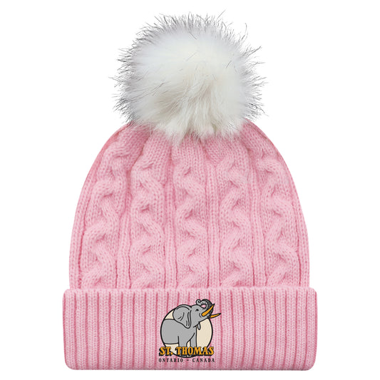 St. Thomas Ladies' Jumbo Cuffed Pom Knit Toque - Pink