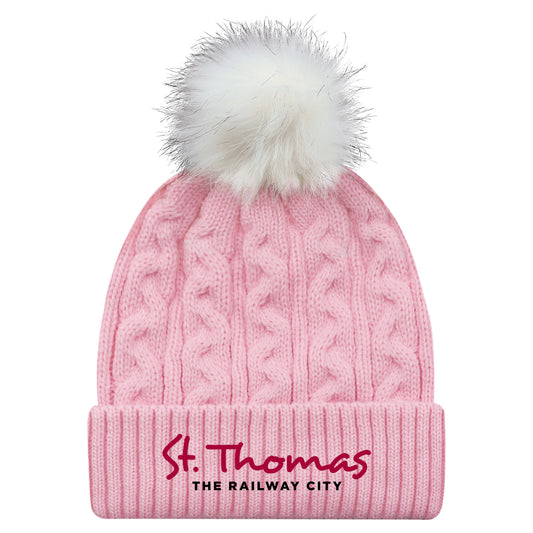 St. Thomas Ladies' Primary Cuffed Pom Knit Toque - Pink