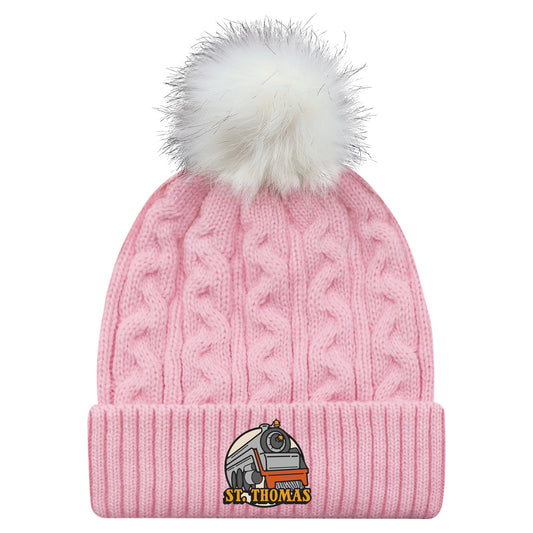 St. Thomas Ladies' Train Cuffed Pom Knit Toque - Pink