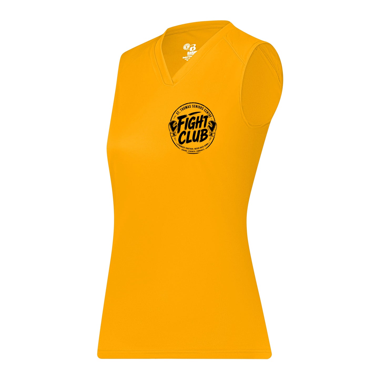 St. Thomas Seniors Centre Fight Club Ladies' Performance Sleeveless Tee - Gold