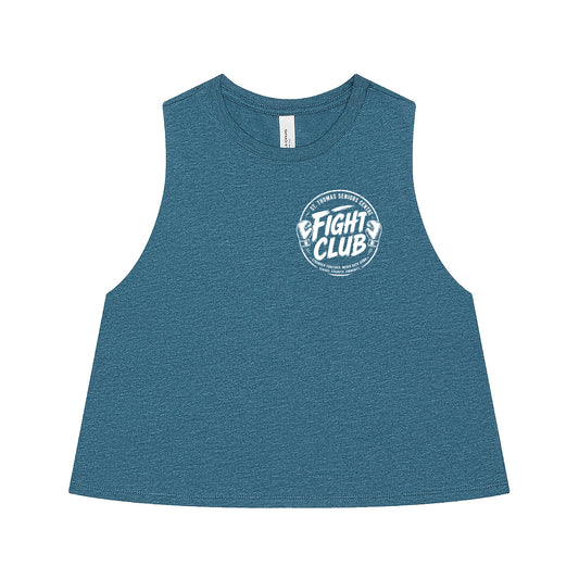 St. Thomas Seniors Centre Fight Club Ladies' Racerback Cropped Tank - Heather Deep Teal