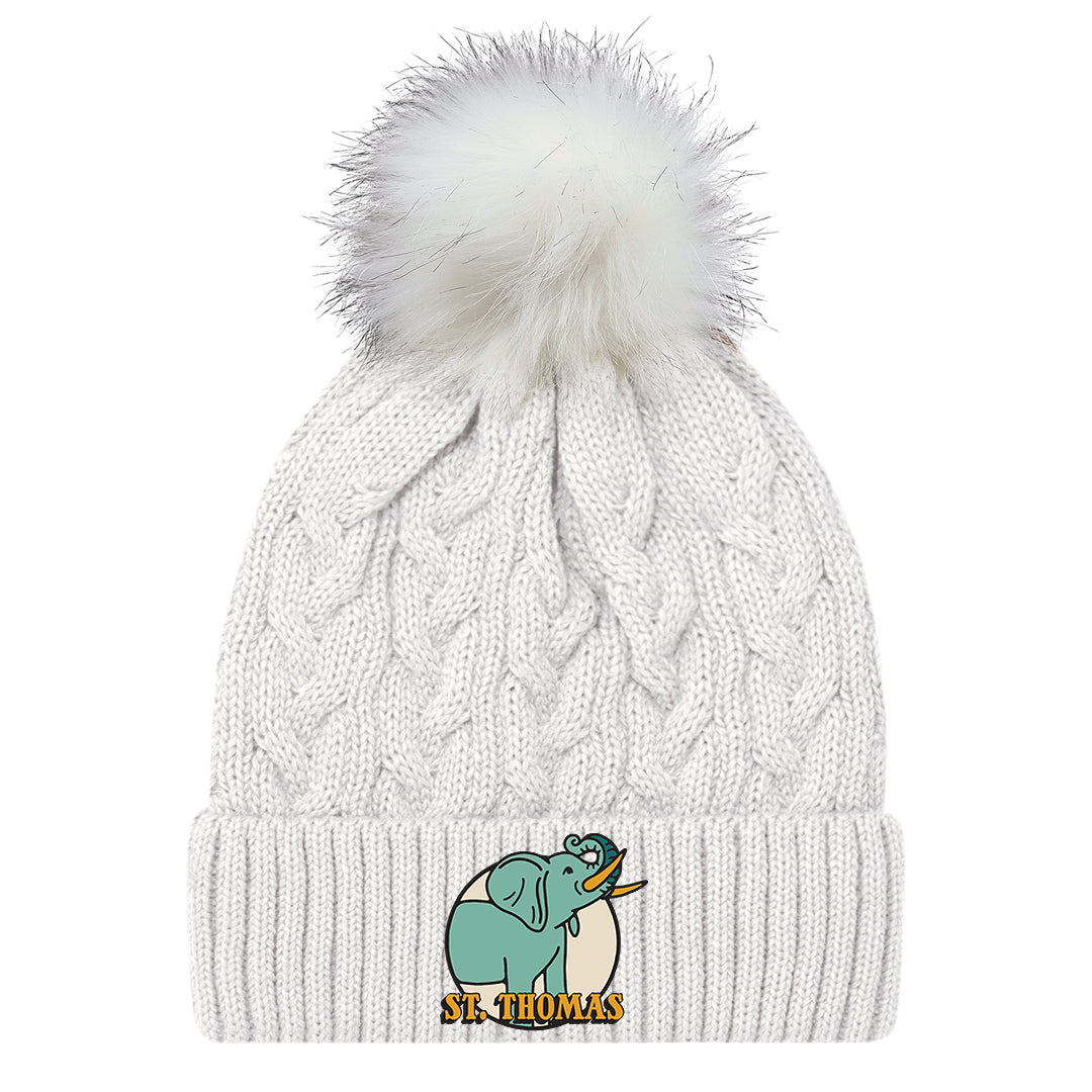 St. Thomas Adult Primary Cuffed Knit Toque with Pom