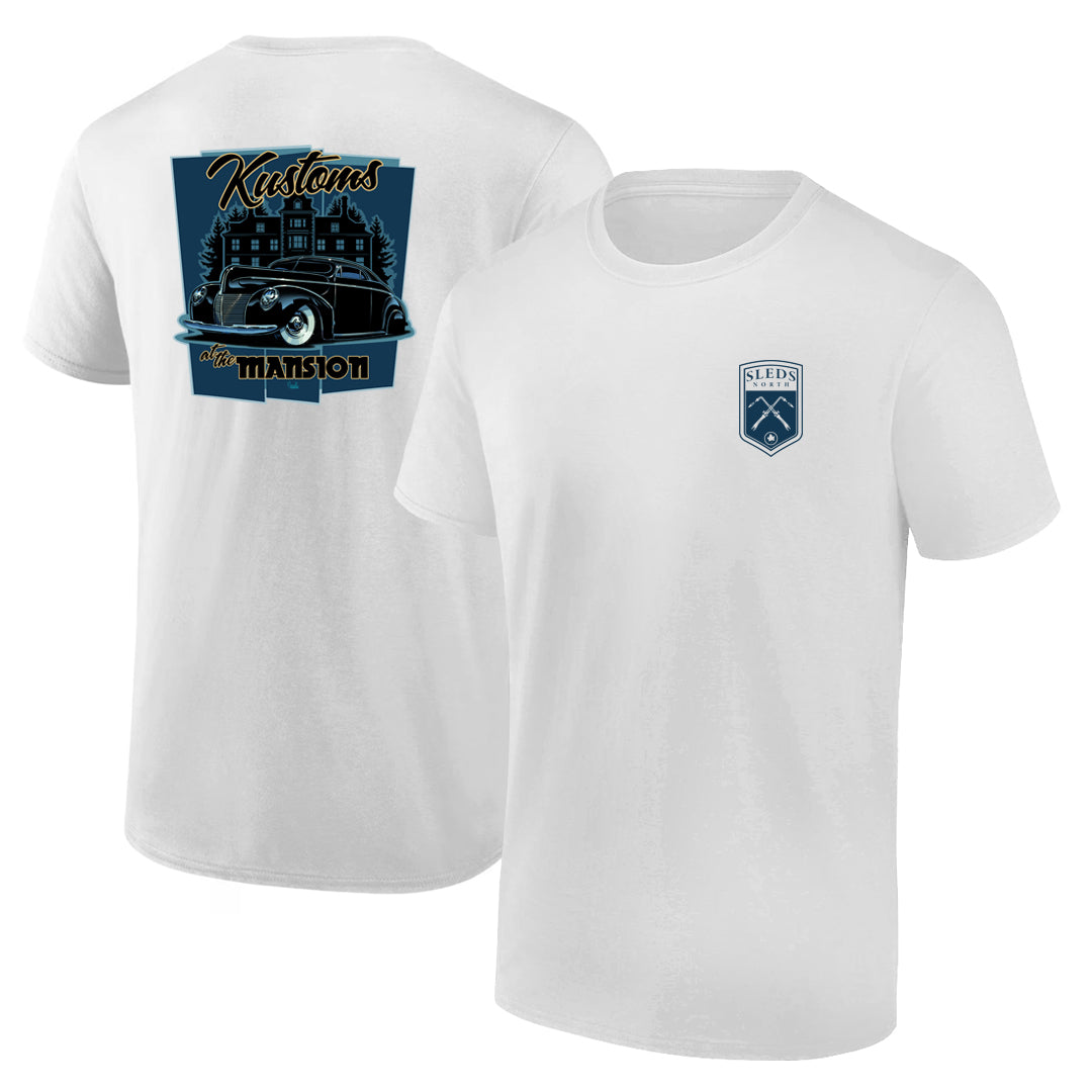 Sleds North Kustoms at the Mansion Adult Short Sleeve T-Shirt - White